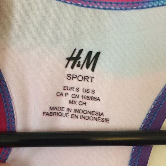 H&M multi-color workout tank top pink, blue, yellow, women’s size small - Picture 3 of 5